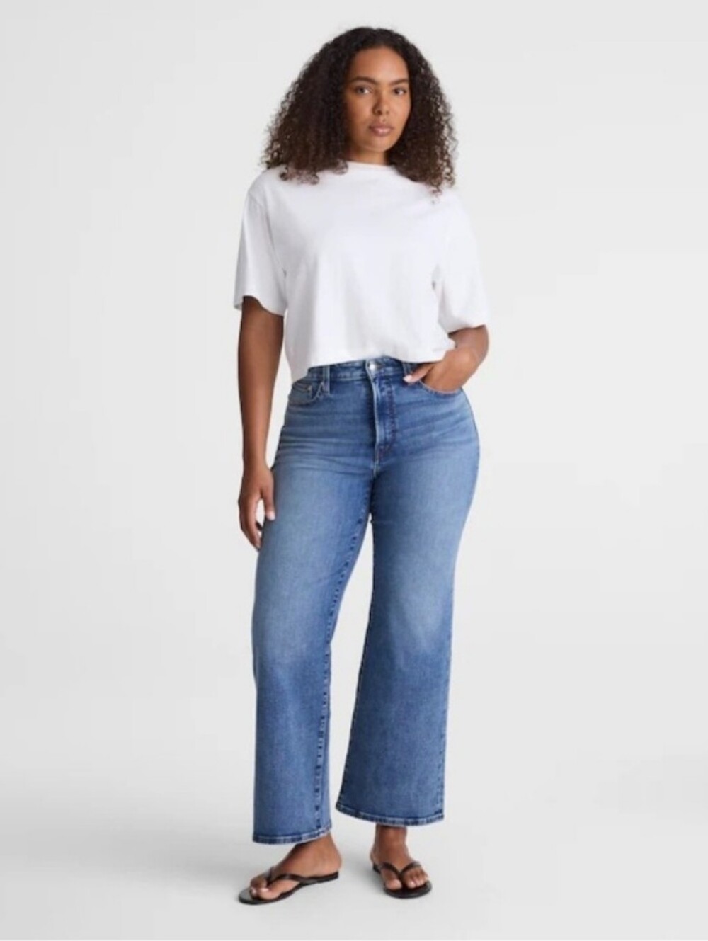 Madewell Curvy Kickout Cropped Blue Jeans